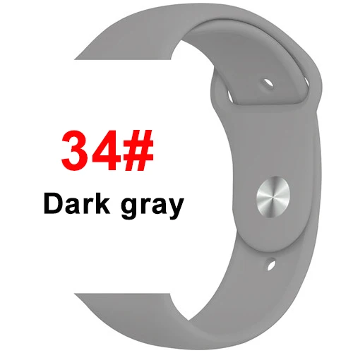 Спортивный мягкий силиконовый ремешок для Apple Watch, ремешок 44 мм, 40 мм, серия 5, 4, браслет для часов iWatch, ремешок 38 мм, 42 мм, 3, 2, 1, аксессуары - Цвет ремешка: 34 Dark Gray