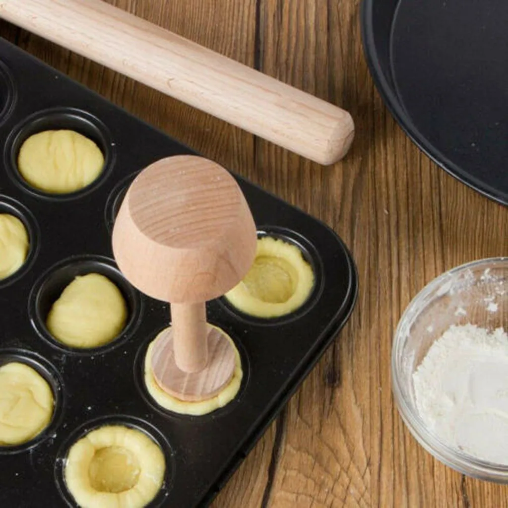 Wood Egg Tart Pusher Double Side Tamper Pastry Wooden Eggtart Mold For DIY Baking Cake Kitchen Tools | Дом и сад