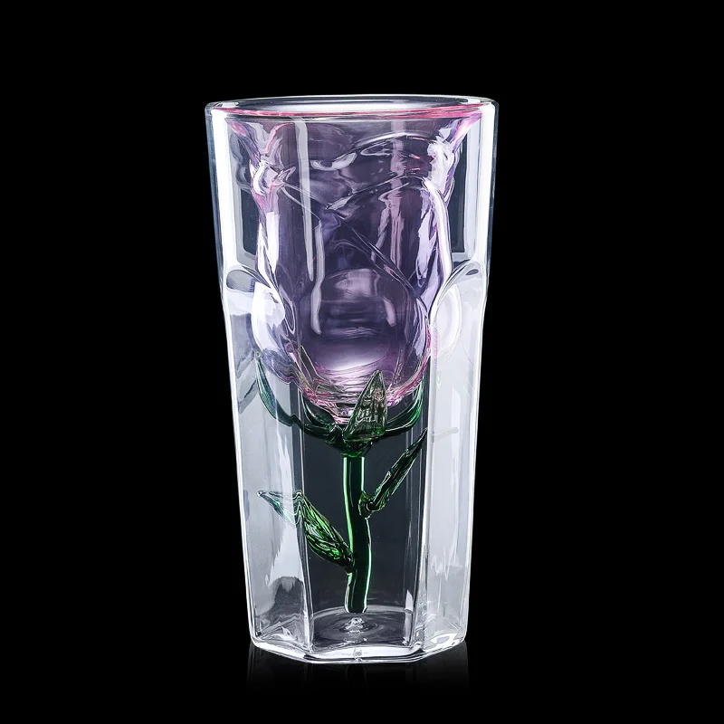 

European Flower Glass Cup Creative Double Funny Modern Glass Coffee Personality Canecas Divertidas Household Products BL50BL