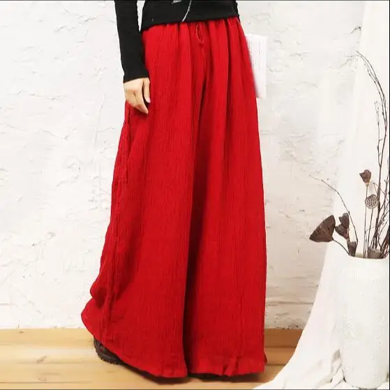 Chinese original pants texture double layer autumn winter thickened Zen Trousers meditation professional dance cotton hemp Pants