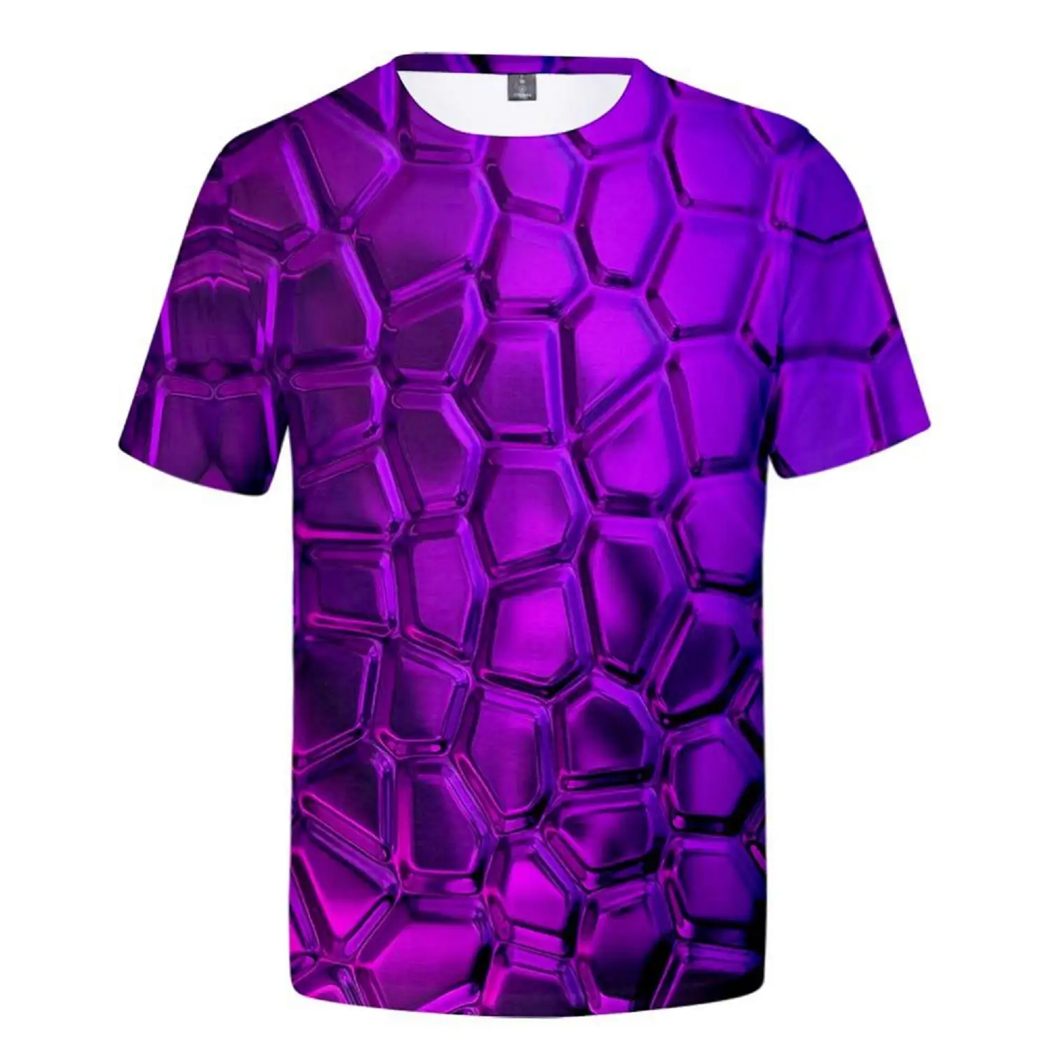 

Male Tops Short-Sleeve Print-Tshirt Purple Chapped Round-Neck Funny 3D Men Streetwear Casual