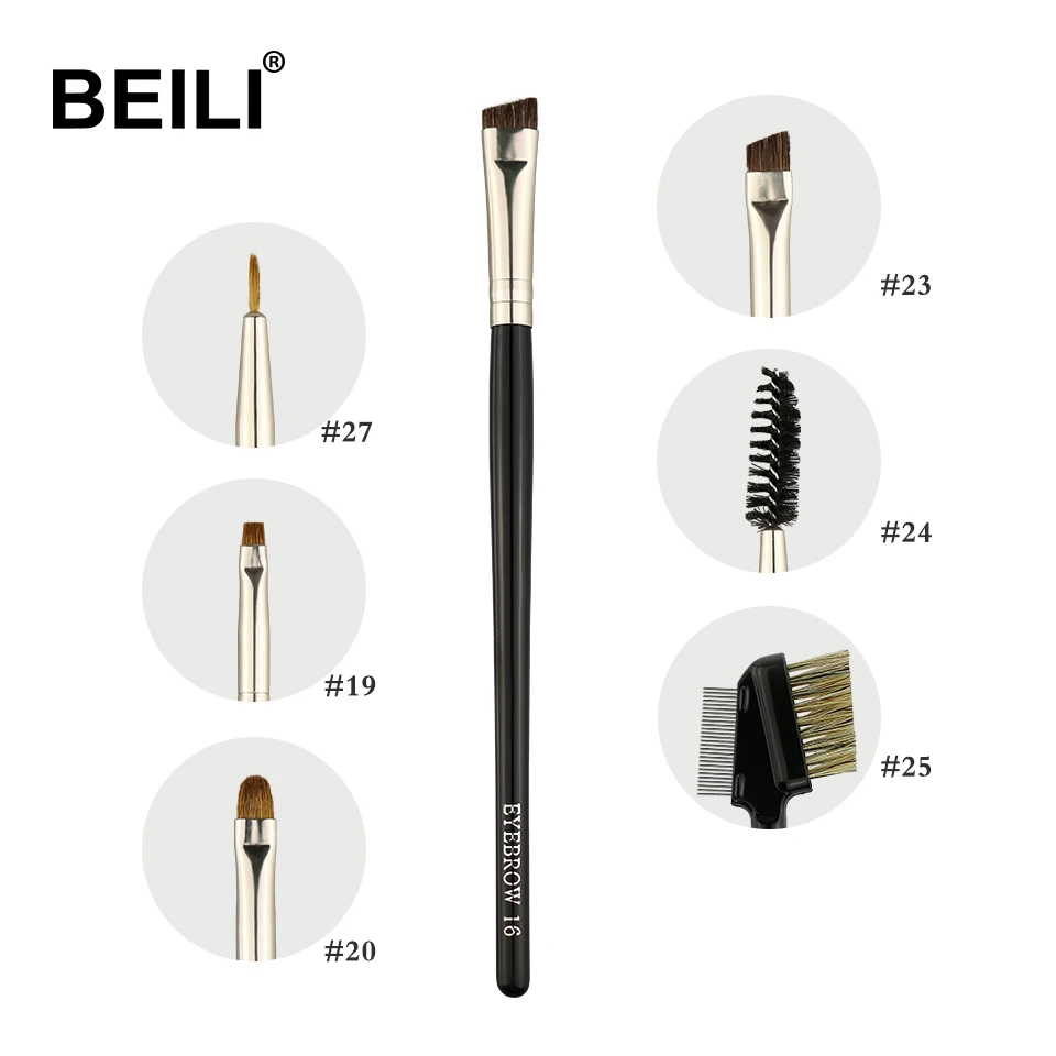 BEILI 1 шт. черный ободок для волос Пони с серебряной ручкой мягкая расческа бровей