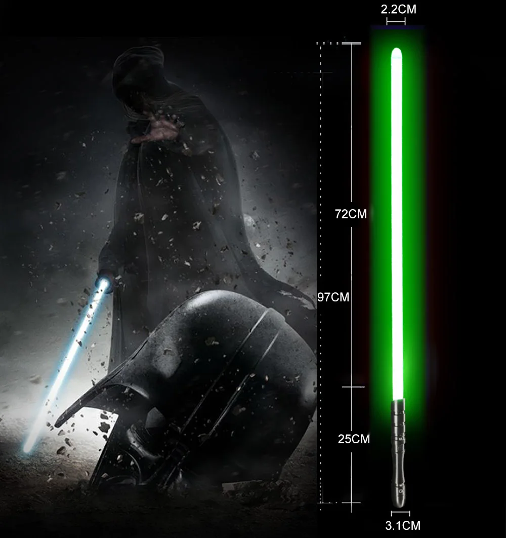 Black HD green Светильник saber со звуковым сигналом, светильник Jedi Sith Luke, подвесной светильник Saber Force, изменяющий цвет, с металлической ручкой - Цвет: Black HD green