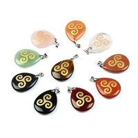 natural crystal charms creative natural obsidian accessories triskels symbol religion jewelry pendants reiki jewelry for women