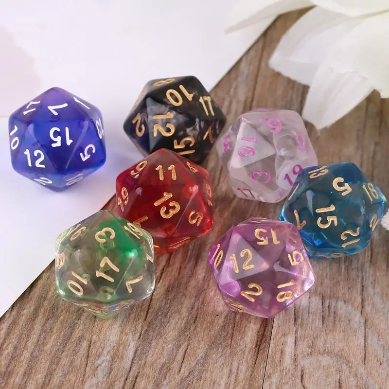 7 шт. D20 многогранные 20 сторонние циферблаты для костей Настольная доска ролевая