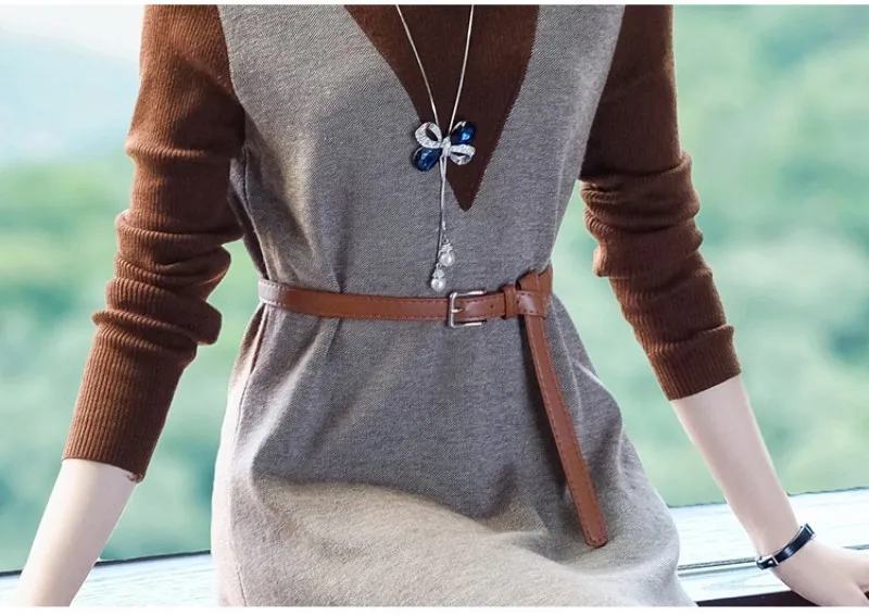 Женские осень-зима с высоким плотно облегающим шею воротником Теплые лоскутные