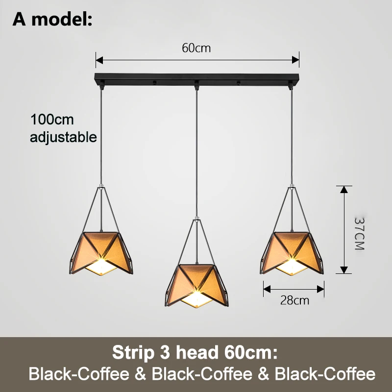 Strip 3 Black Coffee Современный подвесной светильник с черной птичьей клеткой, железный подвесной светильник, металлический светодиодный подвесной светильник, винтажный светильник для столовой ZDD0001 - Цвет корпуса: Strip 3 Black Coffee