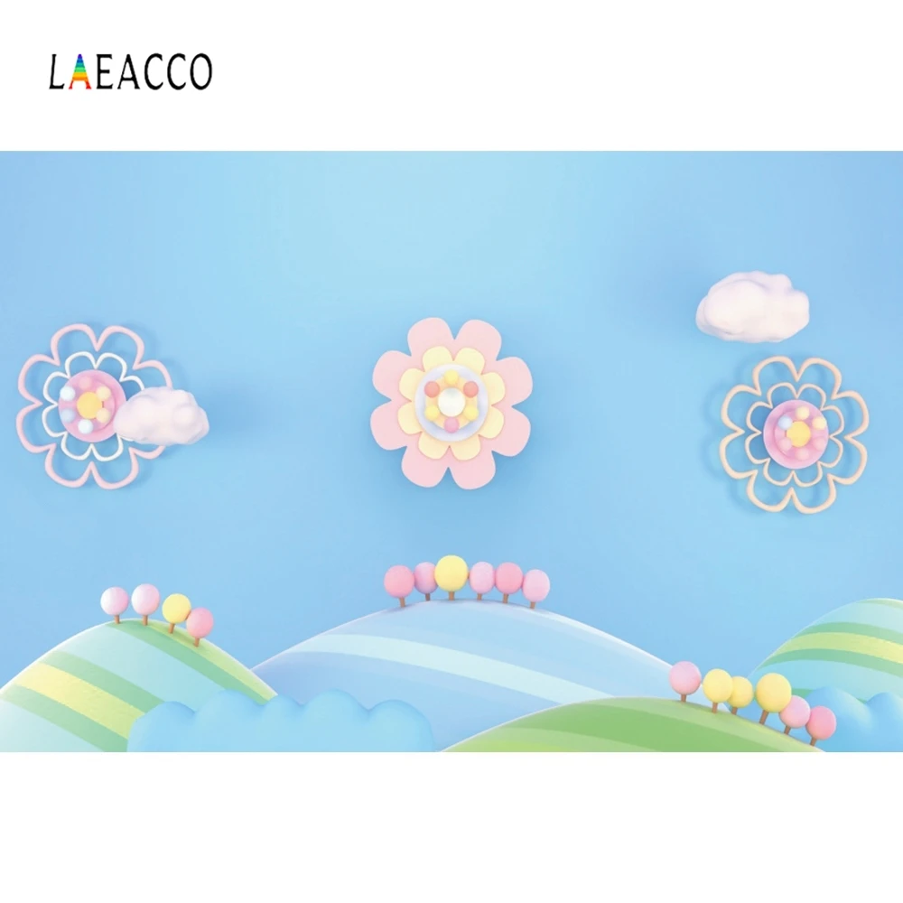 Laeacco голубое небо белые облака конфеты цветы Baby Shower новорожденные фотографии
