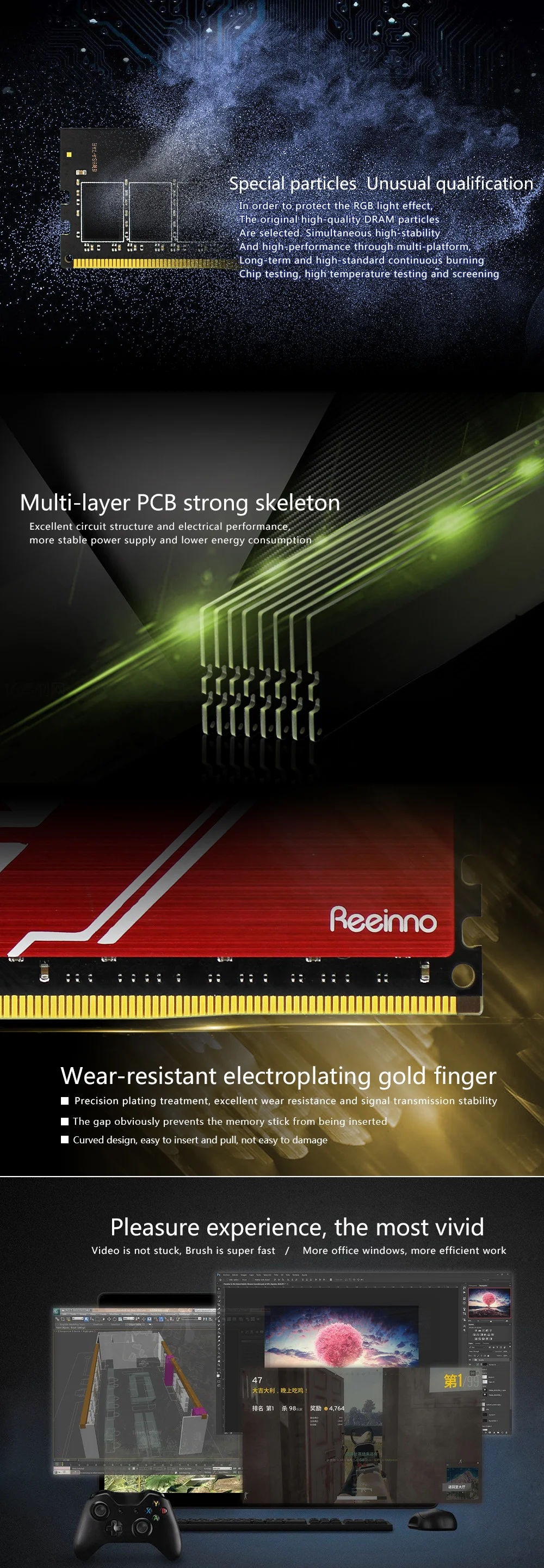 Reeinno RGB ОЗУ DDR4 8 Гб частота 2666MHz 1,2 V 288pin PC4-19200 CL = 19-19-19-43 для ПК игры оперативная память пожизненная гарантия память для настольного компьютера