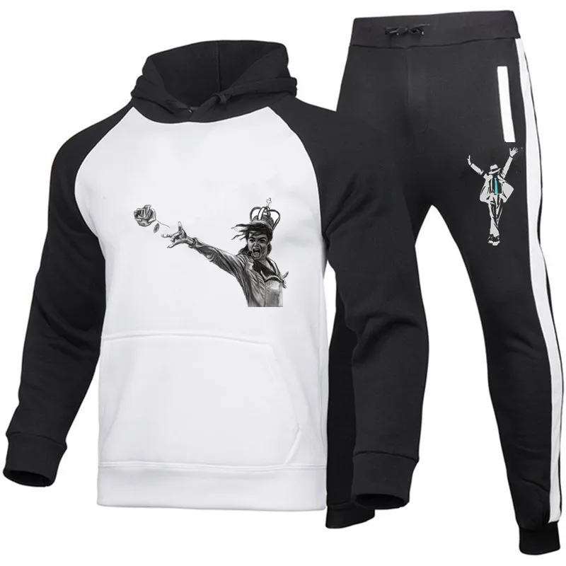 

2021 Classic Mike Dance Steps Sportswear Casual Hooded Sweater + Pants Suit Men Clothing Comfortable Fabric Two-piece Suit