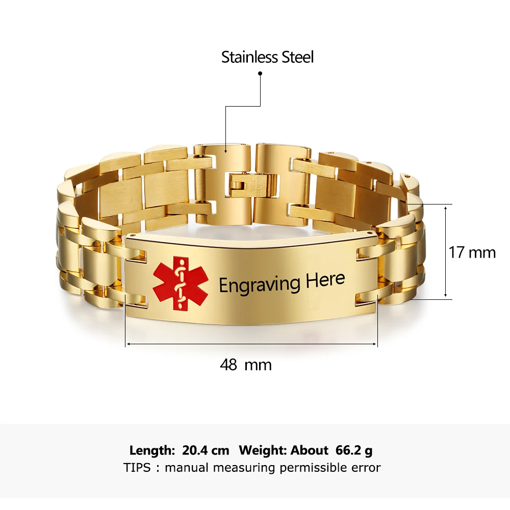 Индивидуальный медицинский браслет из нержавеющей стали 316L персонализированная