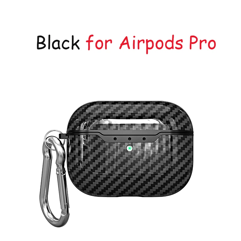 Чехол s для AirPods 2 Coque Bluetooth беспроводные наушники мужские из углеродного волокна сумка чехол для AirPods Pro Чехол для гарнитуры зарядный чехол - Цвет: Black ForAirpodspro
