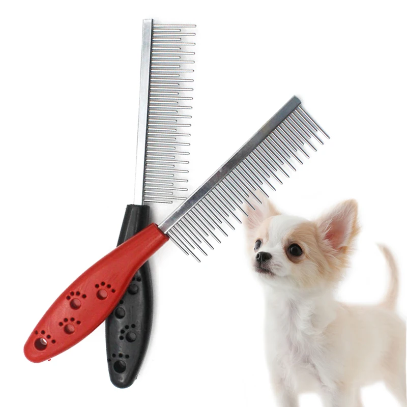 Stainless Steel Dog Comb Pet Hair Removal Shedding Pin Combs For Cat Dog Cleaning Grooming Tool 19.5*3cm pet accessories