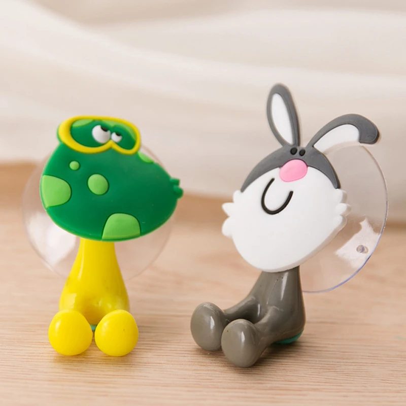 Cute Cartoon Animal Home Toothbrush Holder Wall Mounted Tooth brush Storage Rack With Suction Cup Bathroom Organizer | Дом и сад