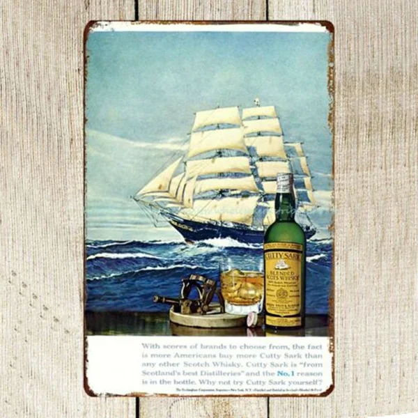 

1967 Cutty Sark смешанный Scots виски металлический жестяной знак со скидкой