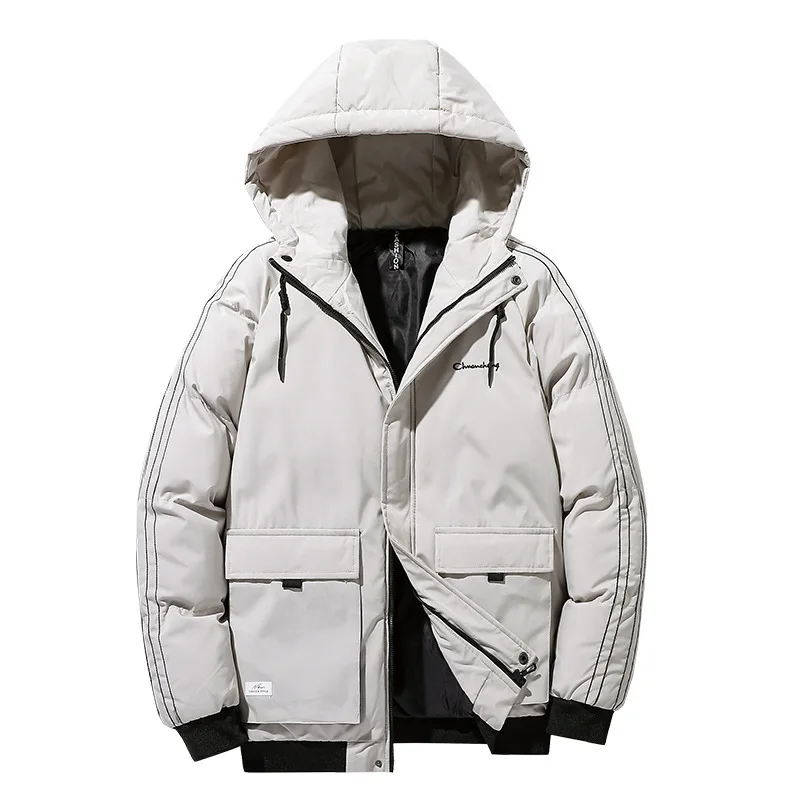 Японская модная стеганая куртка с капюшоном, Новая зимняя мужская модная теплая куртка, утепленная Молодежная короткая спортивная стегана...