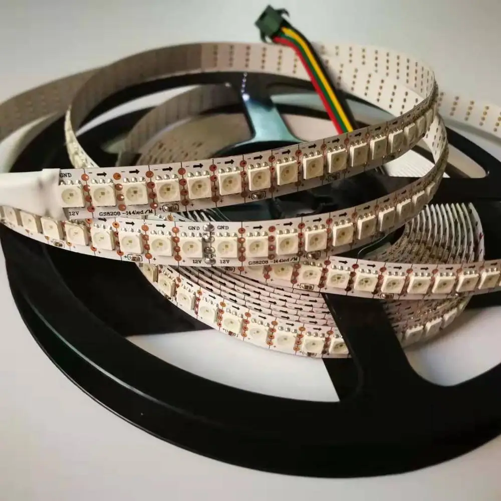 Светодиодная лента GS8208 RGB Адресуемая ИС черная/белая печатная плата 12 В