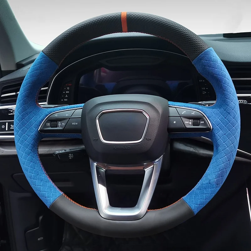 Оплетка рулевого колеса из алькантары для Audi A4 (B9) Avant Allroad Q3 Q5 SQ5 Q7 SQ7 Q8 SQ8 2005 2006 2007