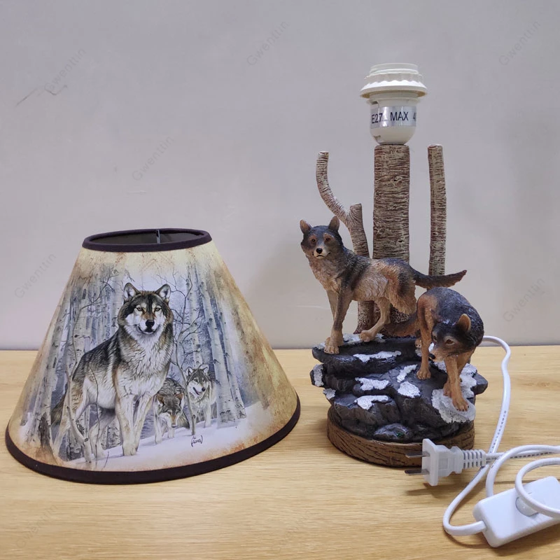 Современные настольные лампы с волком для гостиной лампа животными настольная