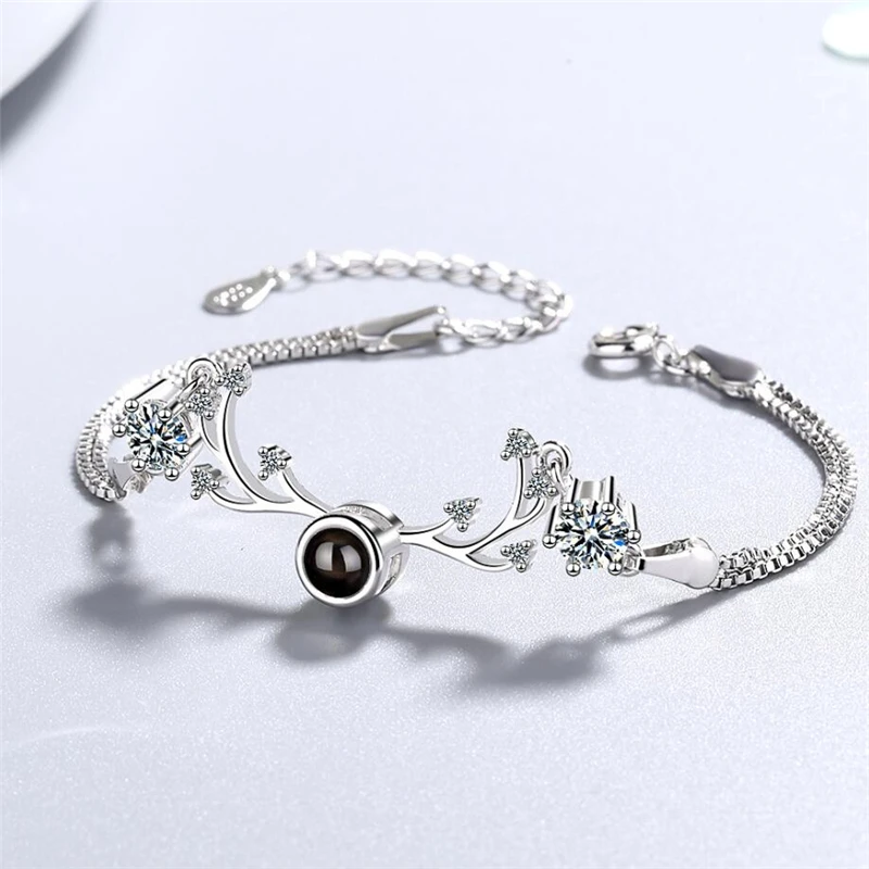 Популярные Проекционные видимые оленьи серебряные женские браслеты с