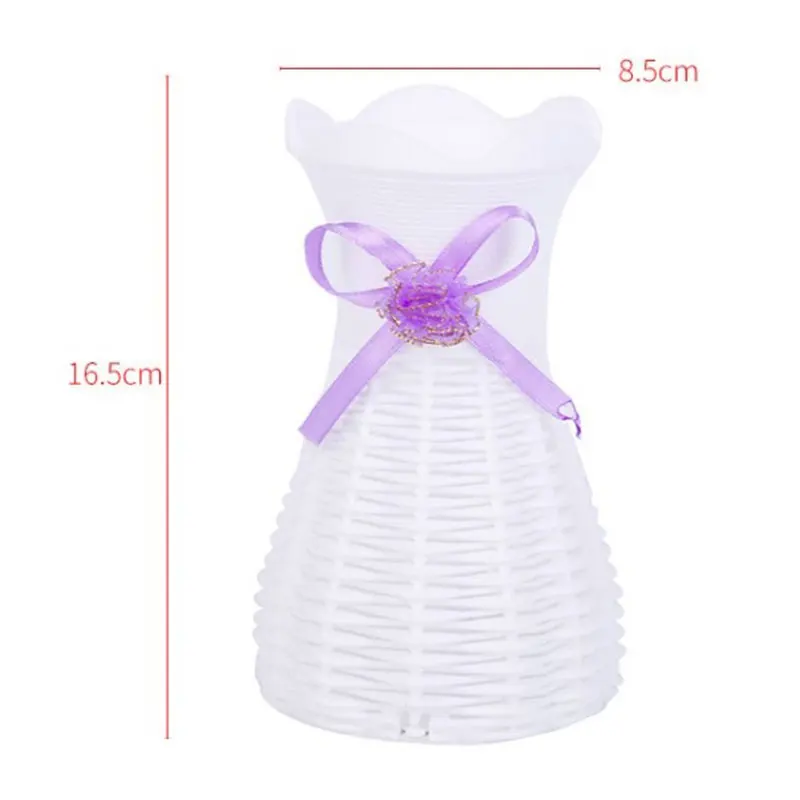 

Plastic Vases Simulation Rattan Basket Wedding Supplies Dried Flower Pot DIY Wedding Party Desktop Ornement
