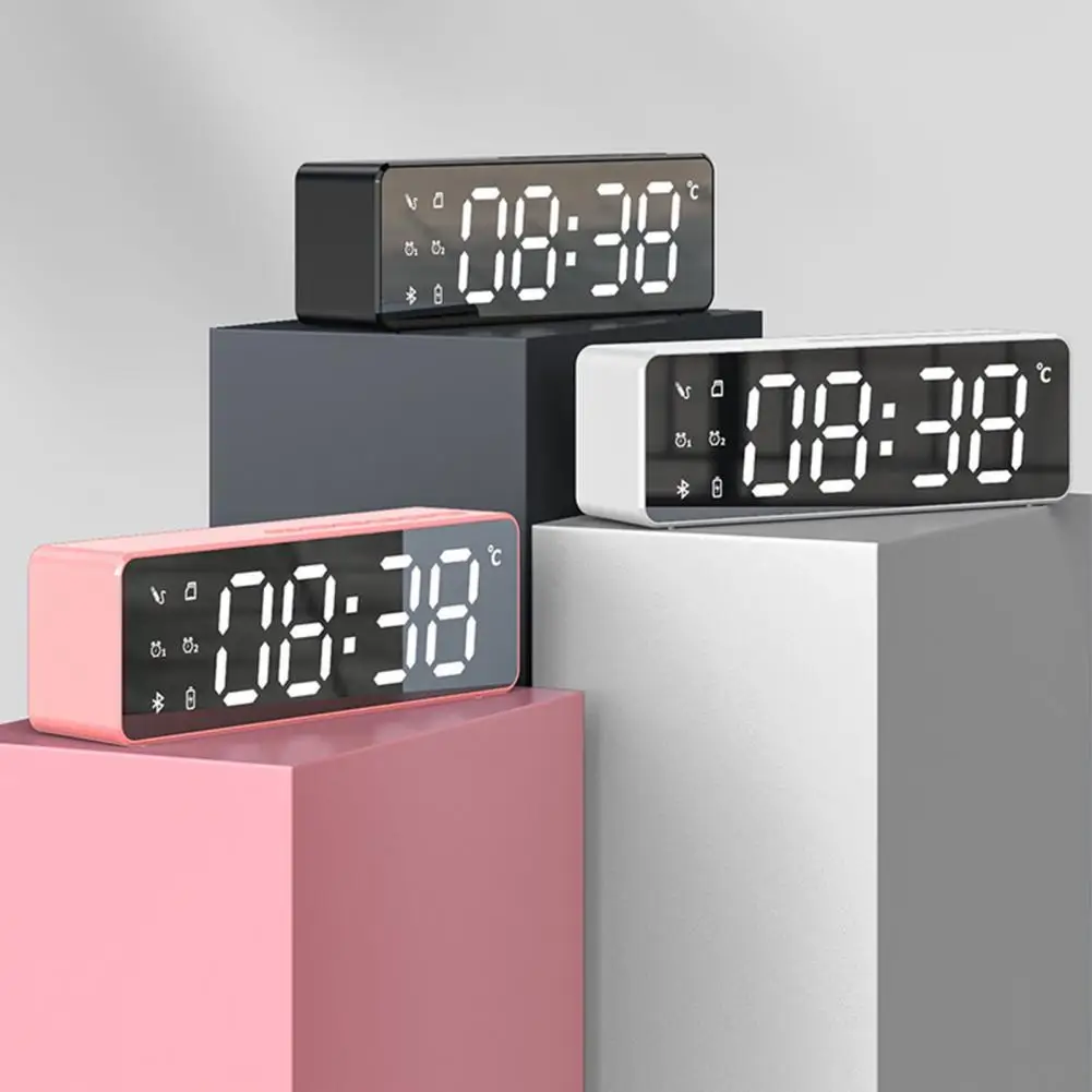 New B119 Mirror Wireless Bluetooth Speaker Protable Mini Alarm Clock For Xiaomi LED Mirror Music Player Desktop Bass 2021