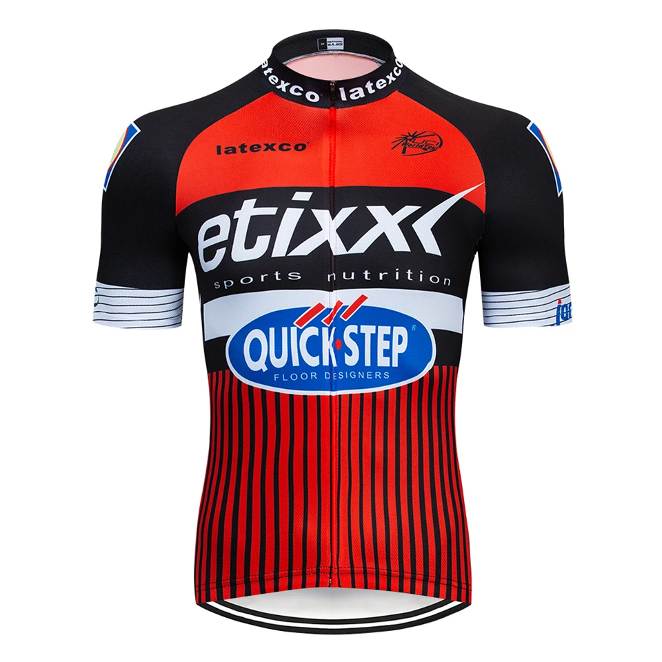etixxl Cycling team Clothing Bike jersey Quick Dry Mens Bicycle shirts short sleeves pro Cycling Jerseys bike Maillot - Color: Black