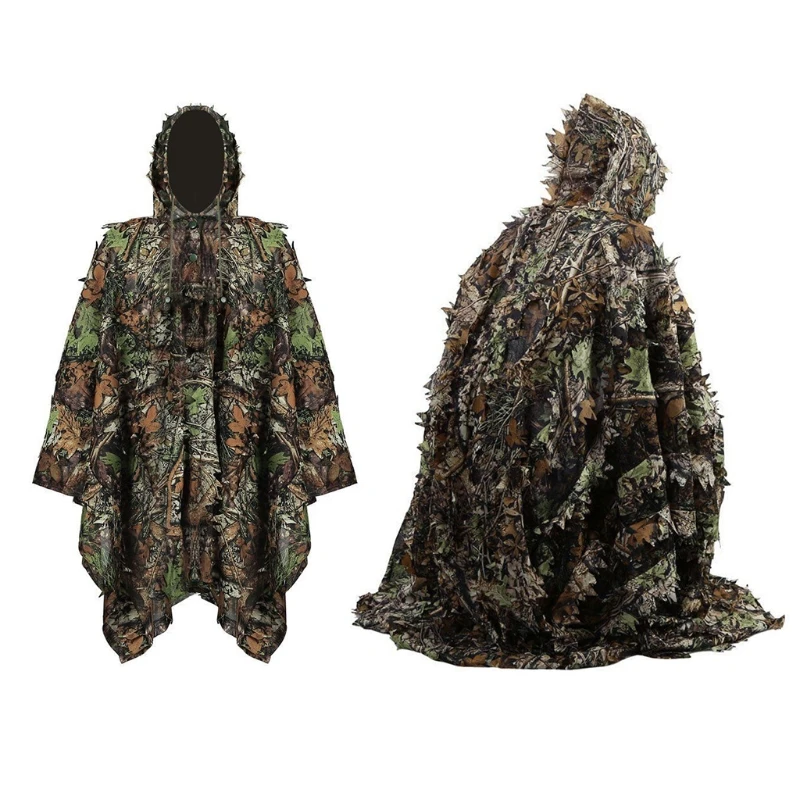 Уличное камуфляжное пончо Ghillie с 3D листьями камуфляжные накидки накидка