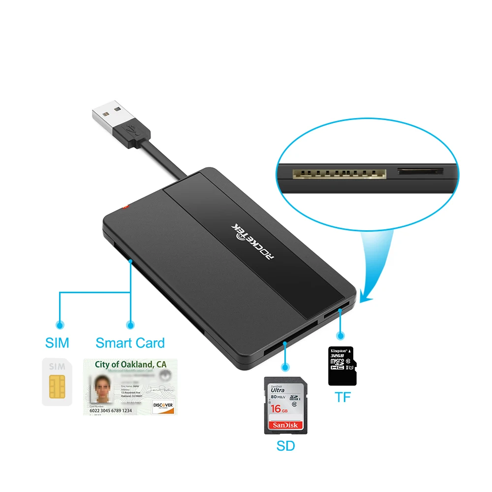Игровая мышь Rocketek USB 2 0 считыватель смарт карт micro SD/TF карты памяти ID банковская