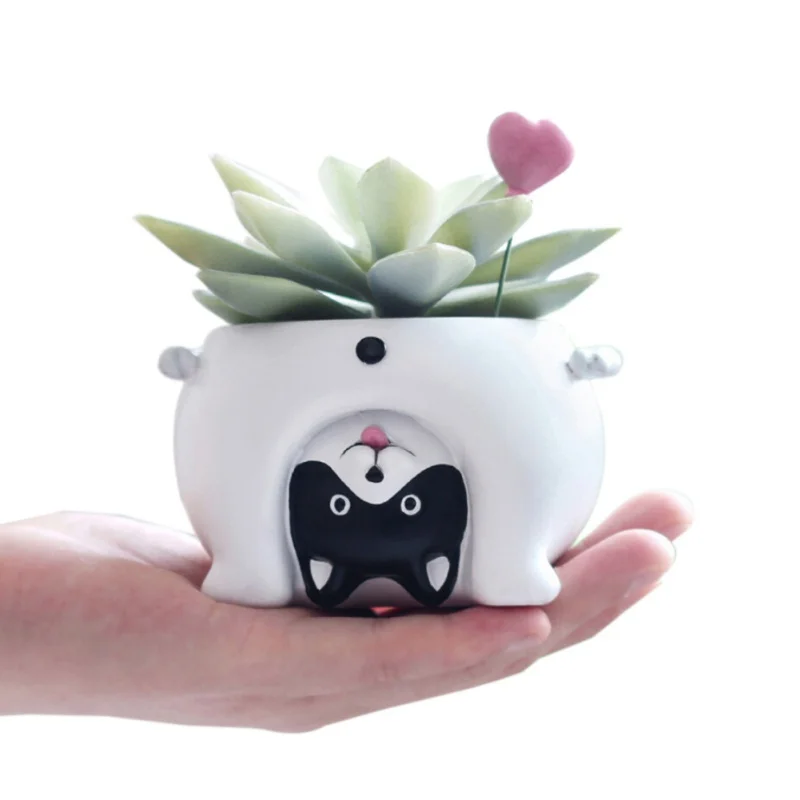 Мини микро натуральная смола цветочный горшок животный дизайн мясо растение