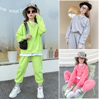 boys girls clothing suits sweatshirts%c2%a0pants 2021 solid spring autumn kids teenagers outwear kids cotton tracksuit sport suits