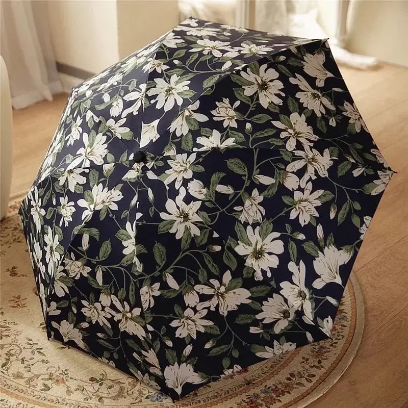 

Small fresh lily umbrella dual purpose folding black gum sunshade sunscreen anti ultraviolet three fold umbrella girl