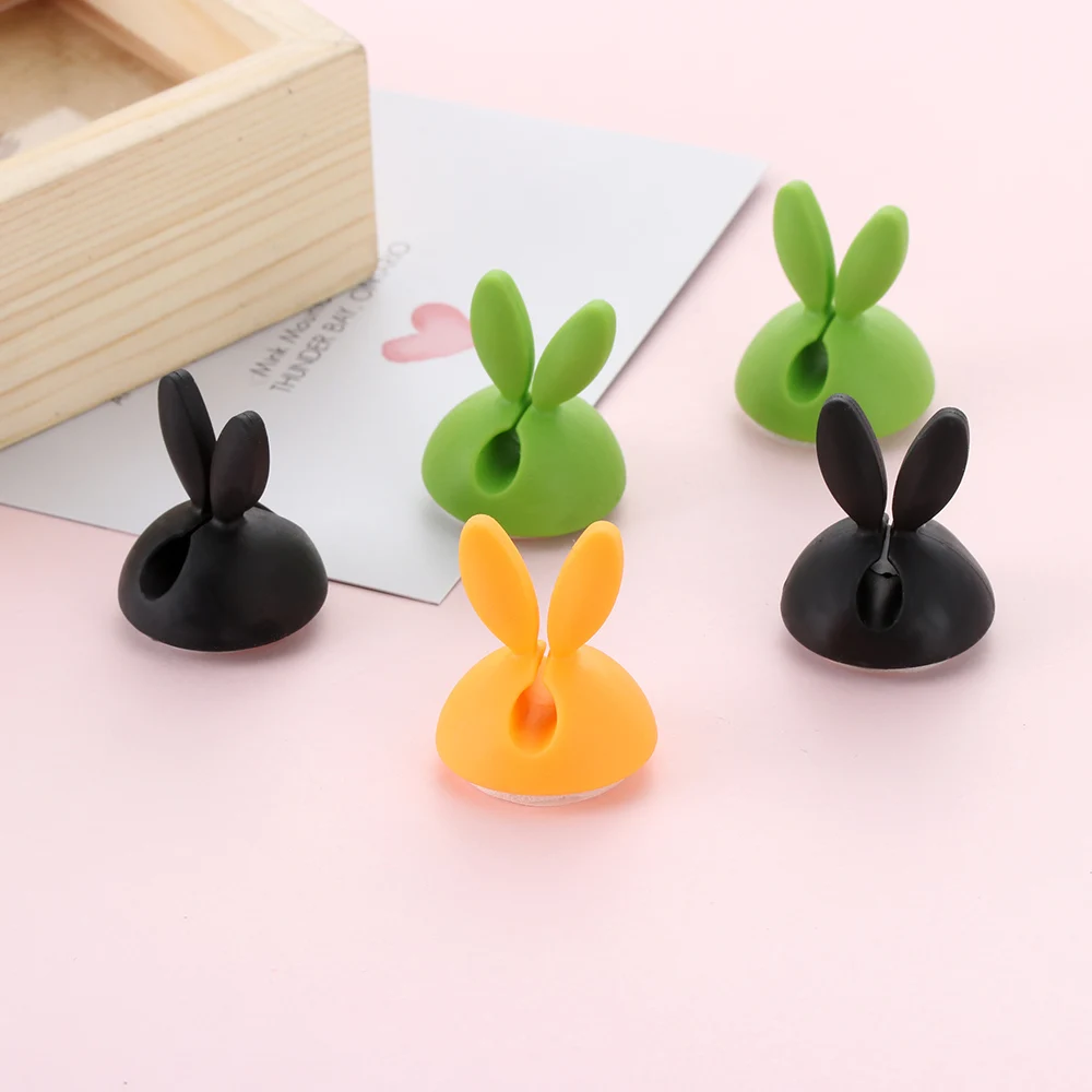 4 шт. случайный цвет кроличьи уши зажим для кабеля подставка Органайзер провода