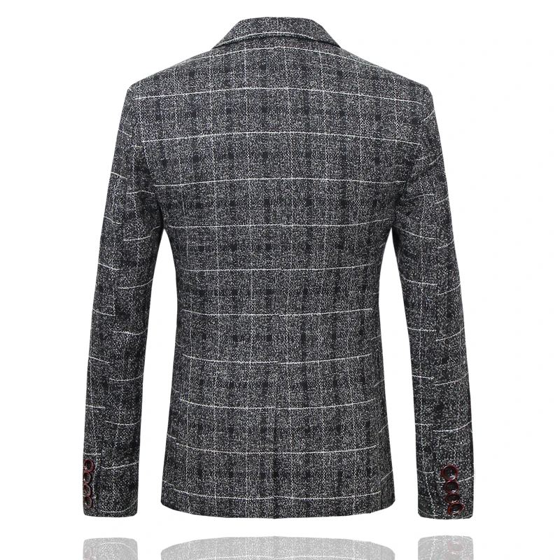 Мужской Комплект из трех предметов приталенный костюм большого размера в клетку