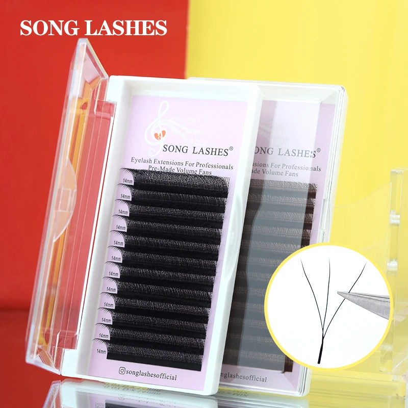 SONG LASHES 3D Premade Volume Fans W-Shaped Eyelashe Extension 3 Tip C/D Curl High Quality Idividual Lash |