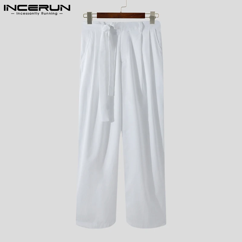 

Штаны INCERUN мужские однотонные, джоггеры свободного покроя, на шнуровке, уличная одежда, повседневные Прямые брюки с карманами в Корейском ст...