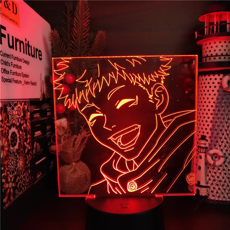 Jujutsu Kaisen Anime Figure Itadori Yuji 3d Night Light Home Decoration Manga Lampara Led Neon Gojo Table Desk Lighting Kid Gift