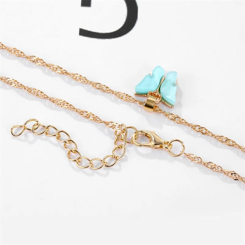 IFMIA Fashion Butterfly Pendant Necklace Boho Pink Gold Color Necklaces For Women Girl Elegant Choker 2020 Sweet Jewelry Gift | Украшения и