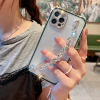 electroplating diamond bracelet phone case for iphone 11 12 pro max luxury fashion x xr xs max transparent soft silicone cover