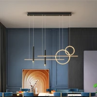 modern minimalist cafe bar table decoration geometric chandelier nordic creative design black led kitchen lighting fixture