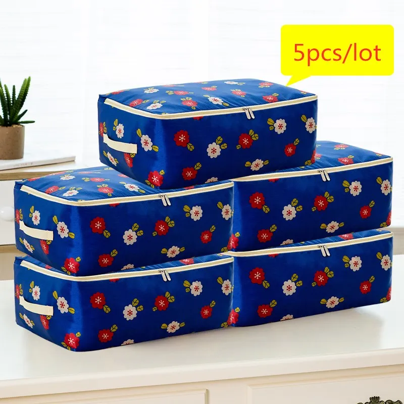 zangqingdahua 5pcs 5 шт./компл. большой Ёмкость Органайзер 10 Цвета квадратный Органайзер сумка Водонепроницаемый сумка для хранения из ткани Оксфорд для дома шкаф Гардеробная - Цвет: zangqingdahua 5pcs