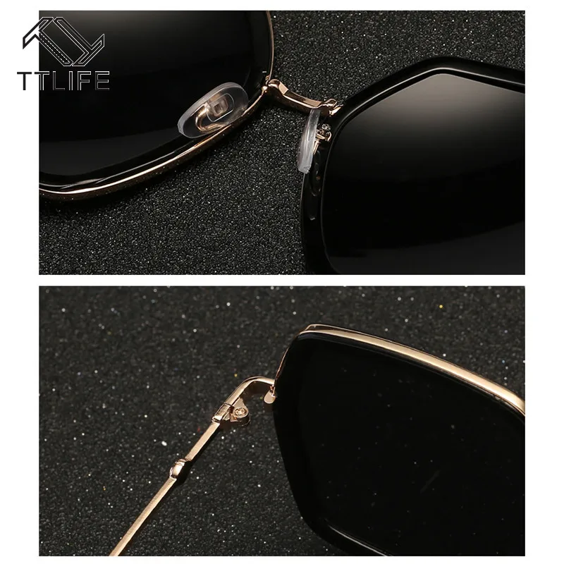

TTLIFE Black Oversized Sunglasses Women Big Frame Colorful Sun Glasses Female Mirror Oculos Unisex Gradient Eyewear Gafas De Sol