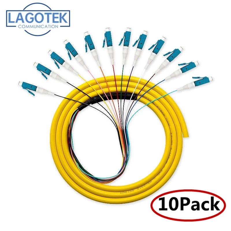 10 шт./лот 12 цветов LC/UPC SM(9/125) G652D волоконно оптический хвостовый пучок хвост
