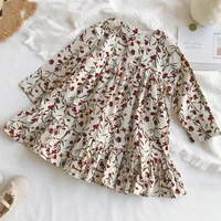 2021 new autumn girl dress retro style floral girl baby dress children%c2%a0clothing casual long sleeved princess%c2%a0dress
