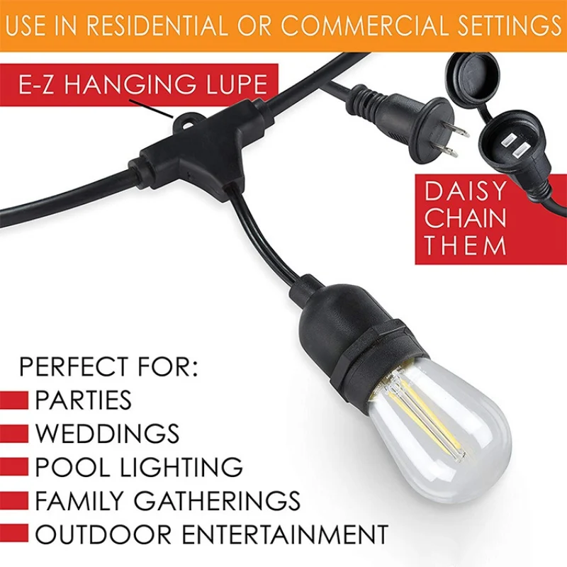 

Edison String Light Garden Balcony LED Bulb Retro Waterproof Glass Lamp For Outdoor Party Light Festival String Light Decor