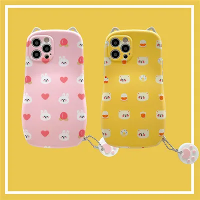 

Lovely Phone Case Cat Ears Bears And Rabbits Suitable For All-Inclusive Apple New Mobile Phone Case For Female Cute 2021 Style