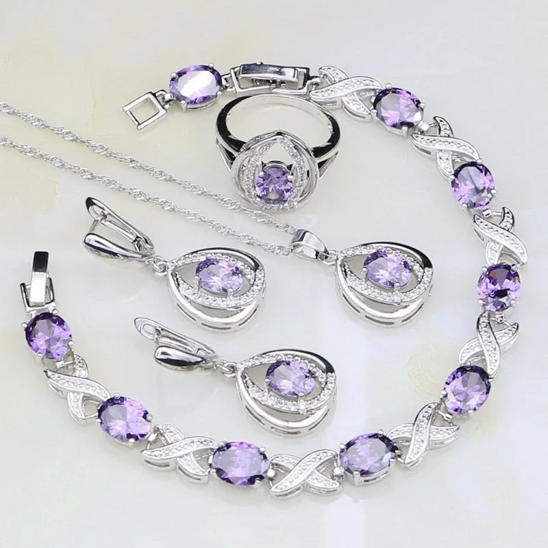 Комплект из колье и серёг серебра 925 пробы с фианитом|jewelry sets for women|silver jewelry setsterling