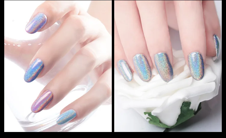 Роскошный лазерный Радужный Блеск для ногтей Блестящий Порошок хромированный