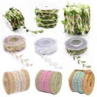 Гирлянда ручной работы сделай сам из искусственных пеньковых канатов с зелеными листьями, Цветочная веревка из полиэстера, для свадьбы, вечеринки, рождественского декора