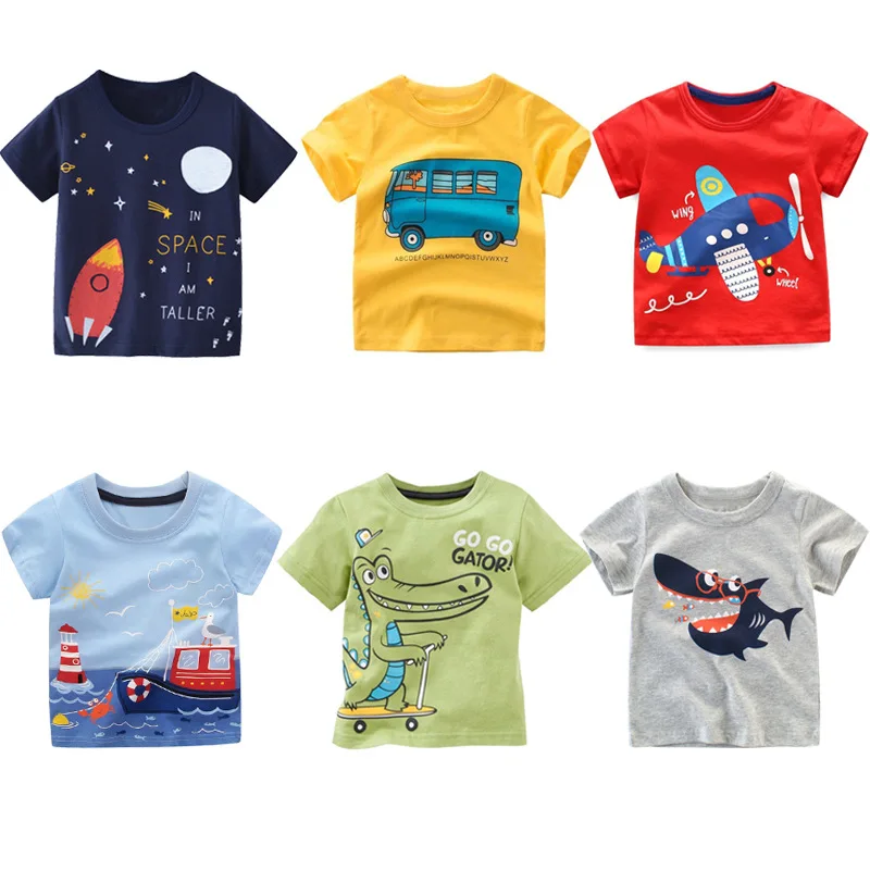 

LazyChild 2021 Summer Baby Boy Clothes Kids Tshirt Shark Cartoon Print Children Tee Shirt T-Shirts Infant Cotton Toddler Tops